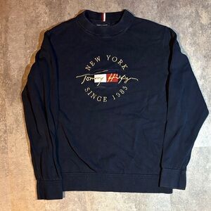 Mens Tommy Hilfiger Signature  Logo Crewneck Cotton Sweater Large